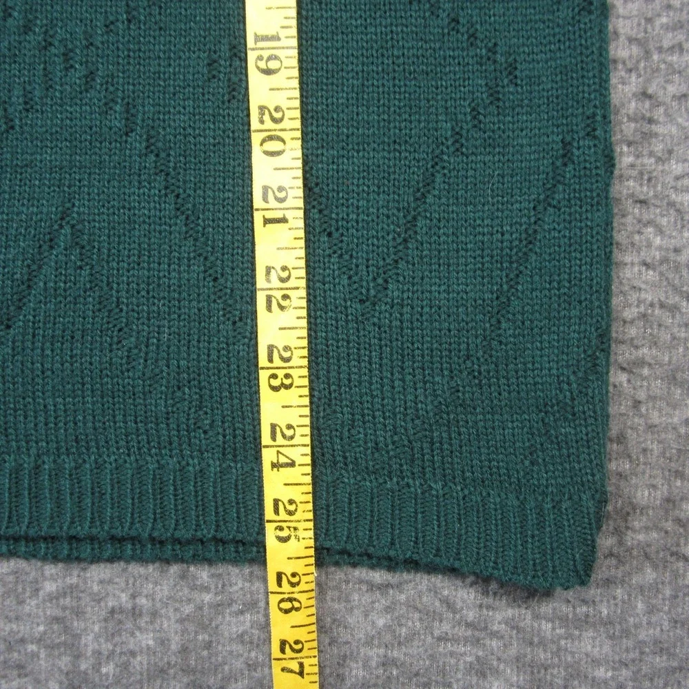 Vtg Sweater Skirt M Green Pointelle Knit Elastic Waist USA 70s Christmas Holiday